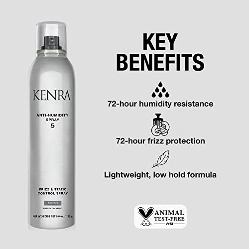 Kenra Anti-Humidity Spray 5 | Frizz & Static Control Spray |72-Hour Humidity Resistance & Protection | Lightweight, Low Hold Formula | Thermal Protection | 5Oz #TOP1