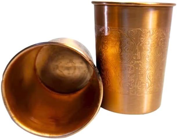 Pure Copper Tumblers for Storing and Drinking Water for Ayurvedic Ayurveda Health Benefits | Copper Water Drinking Glass | 350 ml (11.8 fl. oz. (2) - Image 2