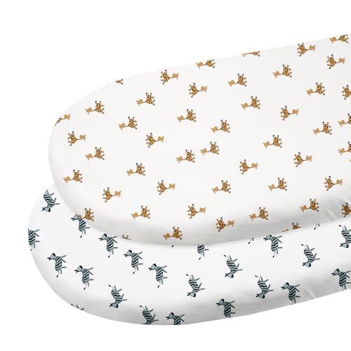 Image of Gllquen Baby Bassinet Sheets 2 Pack, 100% Organic Cotton Bassinet Fitted Sheets for Girls Boys, Soft & Breathable Unisex Baby Mattress Sheet for Standard Bassinets 33"x17"(Yellow)