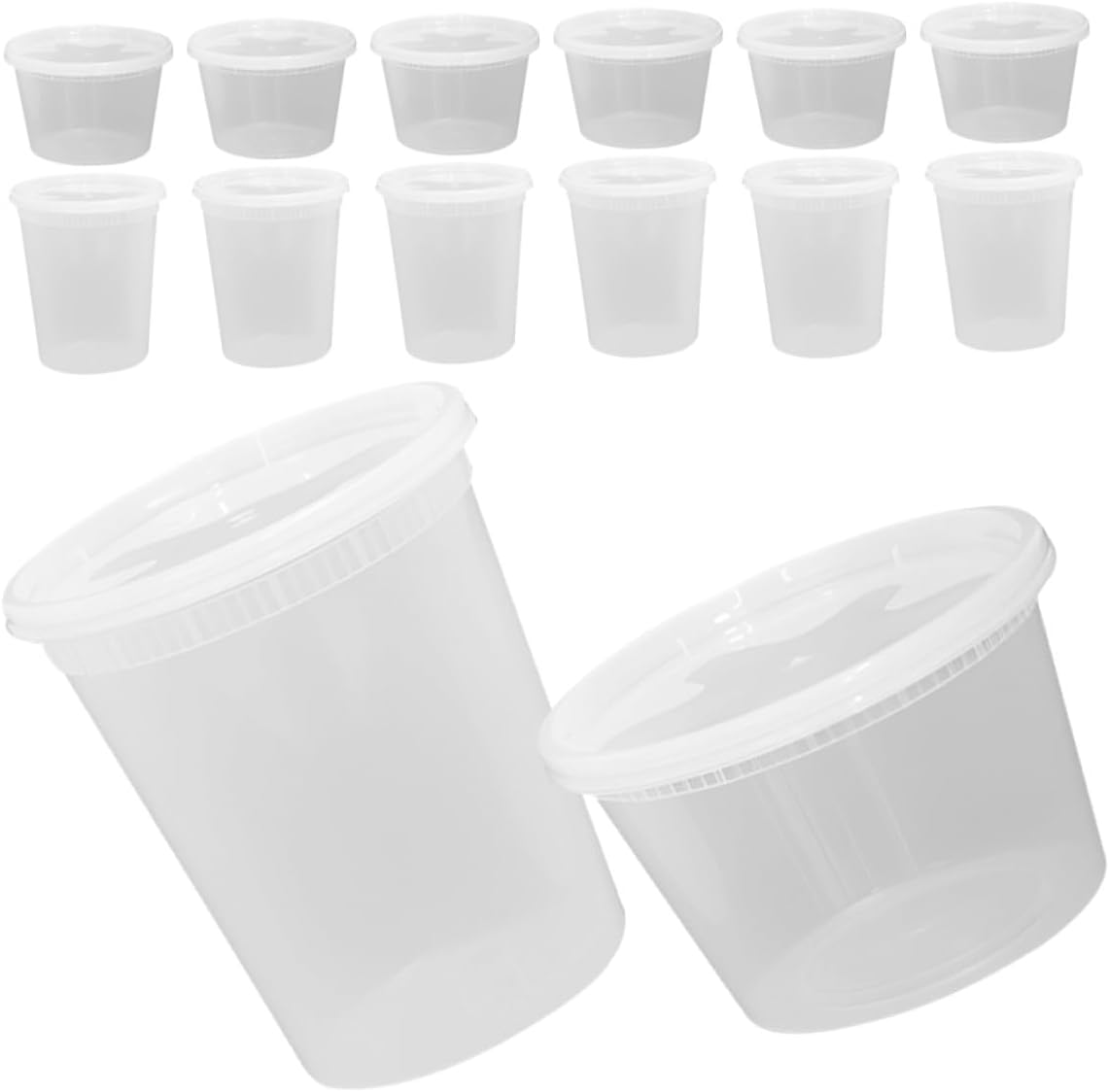 BESTOYARD 50pcs Disposable Portion Soup Bowls with Lids, 16oz and 32oz Hot Cold Takeout Containers, High Temperature Resistant Food Storage Cups and Meal Prep