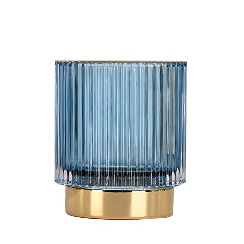 DASITON Organizador de Maquillaje,Organizador de Brochas de Maquillaje,Porta Brochas Maquillaje de Cristal,Organizador de Cosméticos,Almacenamiento de Cosméticos para Tocador,Baño,Dormitorio(Azúl S)