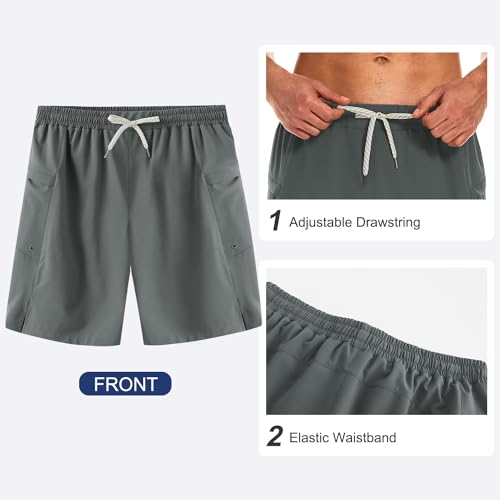 HODOSPORTS Mens Swim Trunks No Mesh Liner Mens Board Shorts 9 Inch Quick-Dry Bathing Suits with Zipper Pockets4