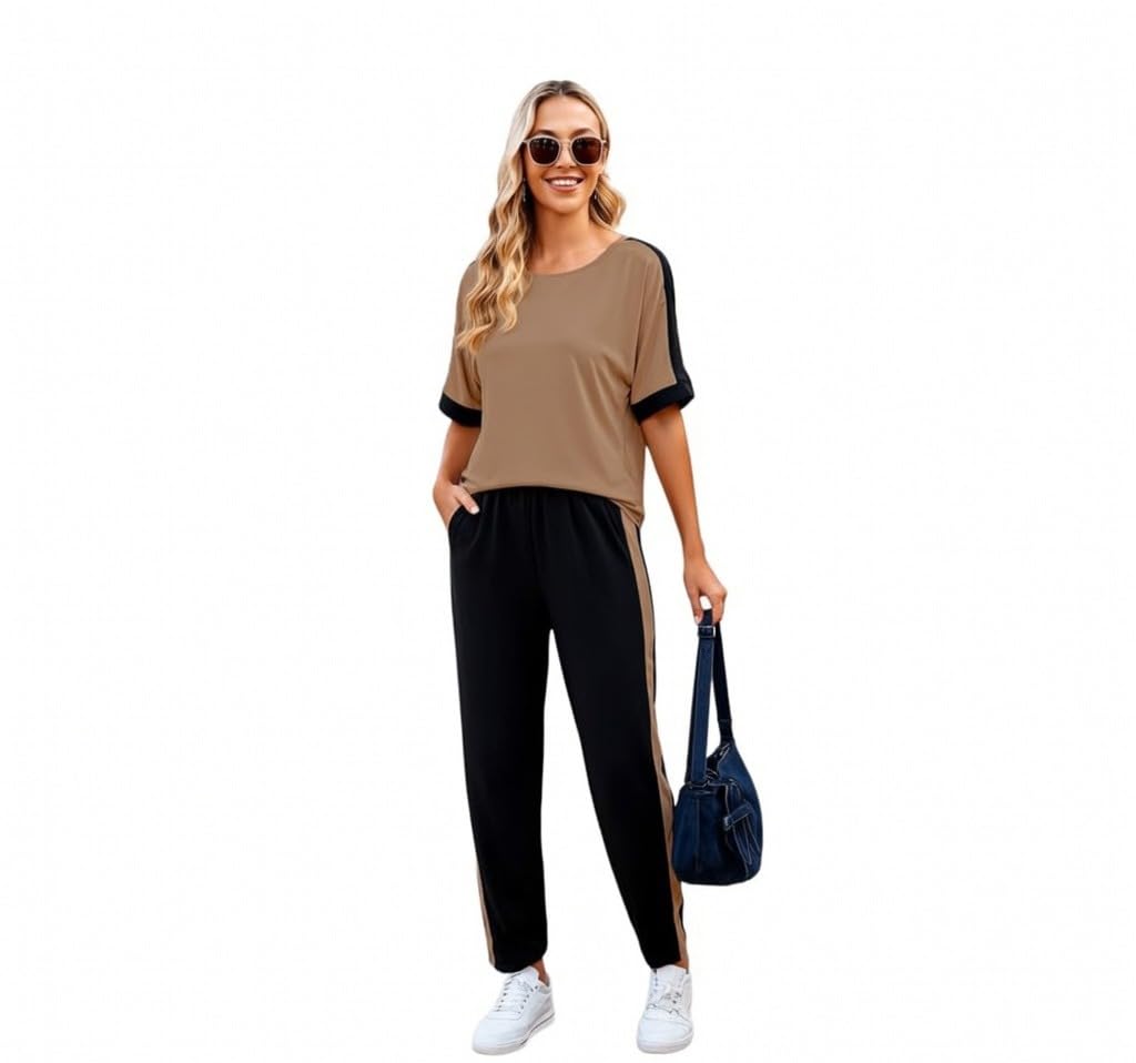 sirgo Summer Co Ord Set for Women | Top and Lower Set with Stretchable Waistband | Stylish Airport Outfit for Women | Western Track Suit Co-Ord Set for Casual Wear-picture-41