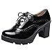 amropi Mujer Alto Tacon Ancho Plataforma de Cordones Oxford Vestido Zapatos(Negro,37 EU)