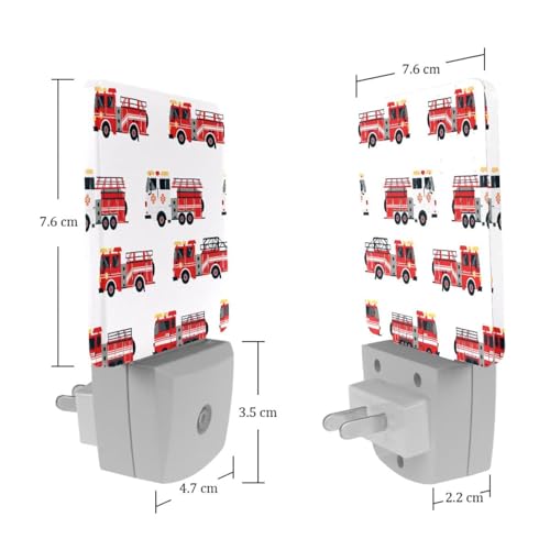 Image of NEWzone Red Fire Truck Night Light Plug into Wall with Dusk to Dawn Light Sensors, Warm Nightlights for Bedroom, Bathroom, Hallway, Kitchen, Gifts Ideal for Girls Boys