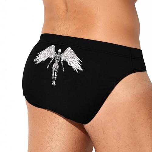 Aliens Skull Wings Printed Swim Briefs for Men Sexy Bikini Swimwear Elastic Beach Trunks Bathing Suit4