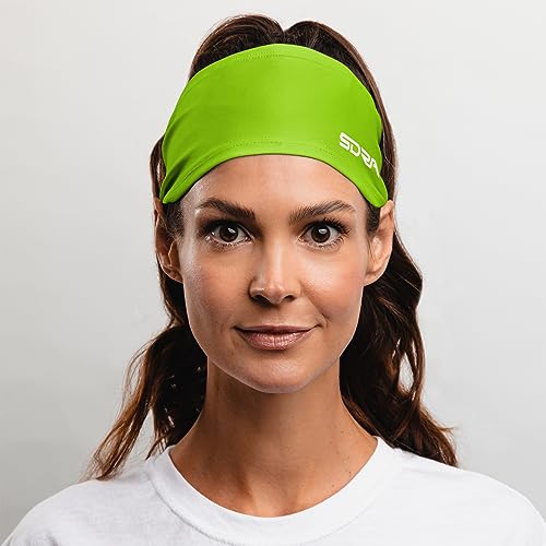 Image of Suddora Solid Color Wide Headband /Sweatband - Workout, Football, Soccer, Yoga (Neon Green)