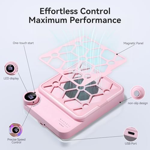 Image of Makartt Compact Rechargeable Nail Dust Collector - 5500RPM Dust Collector Nail Tech ERYNOS Adjustable Speed,Quiet for Polishing Cuticle Manicure Salon&Home Use With 10pcs Filters&Dust Brush White