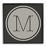 Stupell Industries Modern M Initial Circular Elevator Key Shape Framed Wall Art