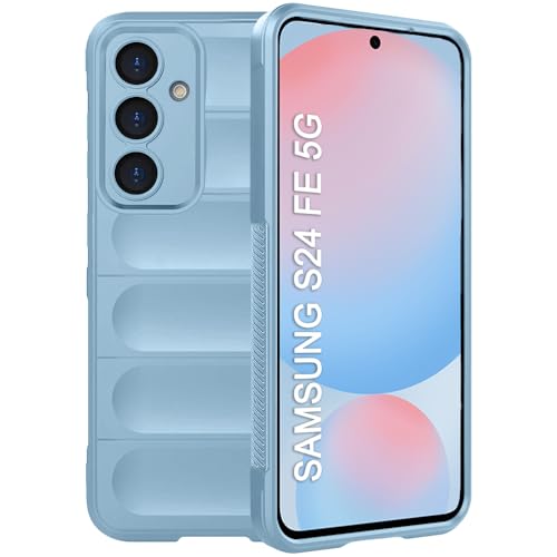 Image of TheGiftKart Liquid Silicon Back Cover Case for Samsung Galaxy S24 FE 5G | Shockproof Military Grade Protection | Micro-Fibre Cloth On Inner Side | Anti-Slip Grip Cover for Samsung S24 FE (TPU, Blue)