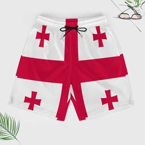Georgia Flag Men's Summer Casual Shorts Holiday Beach Shorts Relaxed Fit for Men Swimming Trunks3