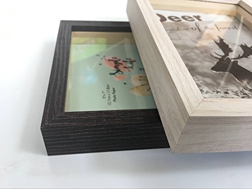 5X7-Inch Shadow Box Frame - Display Case - (Easy To Change Photos) With Glass Front,For Desktop And Wall Hanging Display Collectibles,Plant Specimen And Photos (Dark Brown) #TOP5
