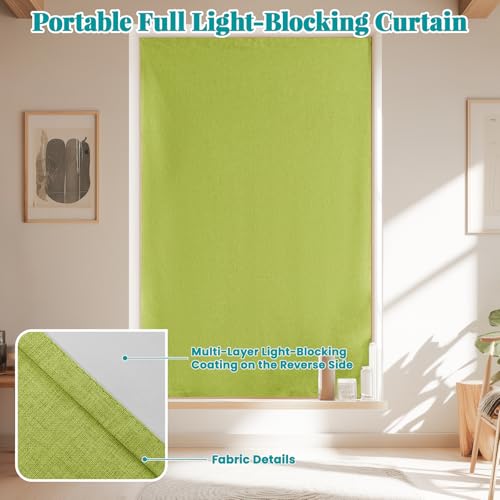 Image of 100% Blackout Curtains for Bedroom Stick On Curtains Window Shades Pull Down Blackout Window Cover No Drillng Self Adhesive Curtains No Rod Small Windows, W46 x L72 inch, 1 Panel, Fruit Green