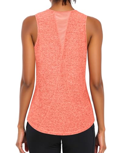 Gyabnw Women Activewear Workout ym Tops UK Ladies Summer Sleeveless Shirts Yoga Running Tee Orange