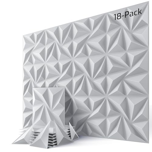 18-Pack 3D Wall Panels, 70" x 35" Textured Geometric Design