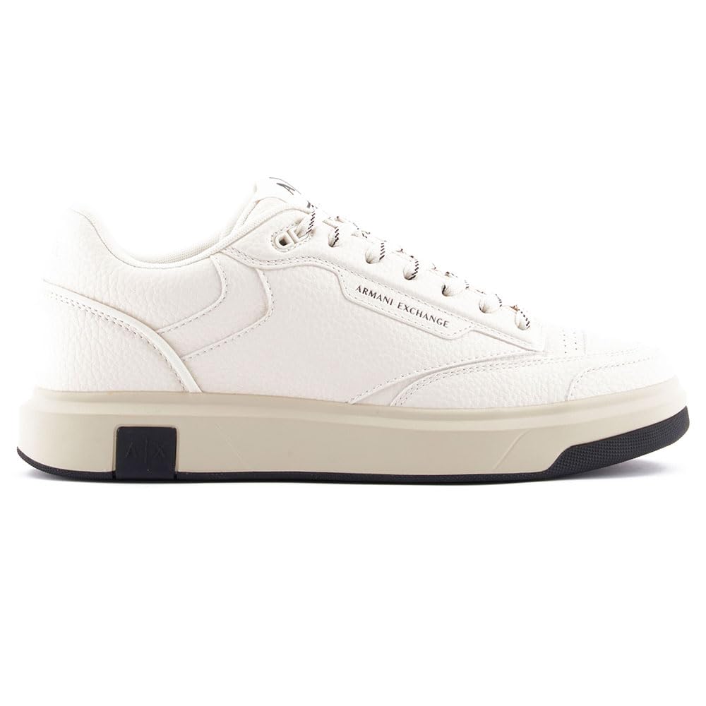 Armani Exchange Men Venice, Logo Tab On Sole Sneaker, Off White, 11 UK