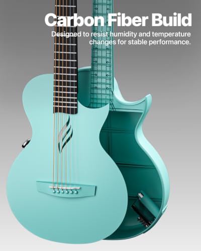 Image of Enya NOVA GO SP1 Carbon Fiber Travel Guitar - 35 inch Acoustic Electric with Smart AcousticPlus Technology, Built-in Effects, USB Recording, Bluetooth Speaker, Beginner Bundle with Gig Bag & Accessories