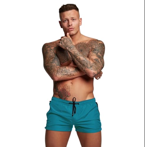 Image of Men’s Swim Trunks Quick Dry Swim Shorts Board Shorts with Triangle Mesh Lining Blue-Green