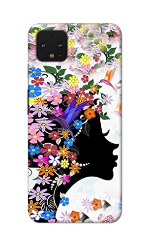 Image of Printed Hard Back Cover Case for Google Pixel 4 Back Cover (Floral Hairstyle Girl) -1803
