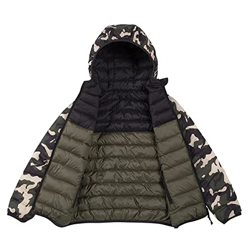 Image of Rokka&Rolla Boys' Reversible Lightweight Puffer Jacket Hooded Water-Resistant Winter Coat