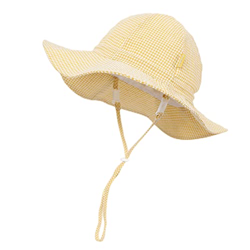 Image of DASMINI Baby & Toddler Wide Brim Sun Hats UPF 50+ Sun Protection Bucket Cap Cute Adjustable Hat in Seersucker