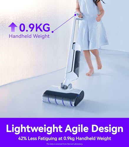 NARWAL Cordless Lightweight Vacuum Mop: Long-Lasting Wet Dry Cleaner with Self-Cleaning, Hot Air Drying, and 180° Flexibility