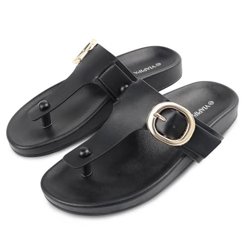Image of Adjustable Double Buckle Leather Flat Sandals For Women Arch Support Comfort Beach Walking Shoes Sizes 5-11