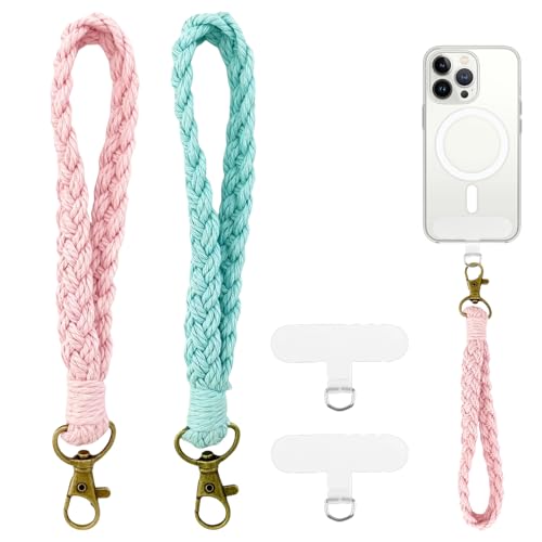 Cncedi Wrist Strap Lanyard for Phone, 2pcs Handmade Cell Phone Lanyard with Phone Tether Tab, Keychain Wristlet for iPhone, Airpods, Purse, Keychain