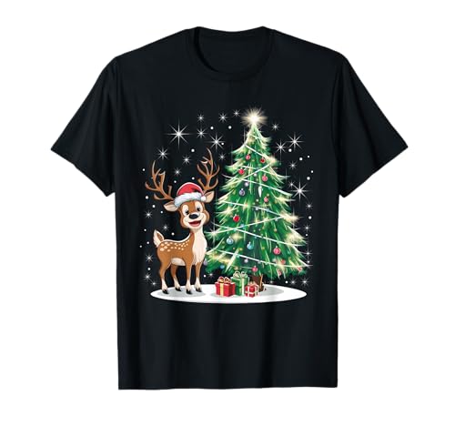 Weihnachten Tshirt Christmas Tree Weihnachtsmann Rentier T-Shirt