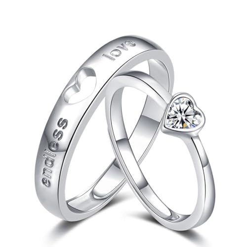 VBSJAH Anillos de Pareja, Anillos de Pareja Anillo de Bodas Mujeres Hombres Anillo de Promesa Anillo de Compromiso Banda Aniversario Conjuntos de Novia San Valentín Regalo