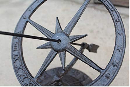 ZAMTAC Round Cast Iron Roman Calendar Sundial Ornaments Lawn Garden Yard Desk Home Arts Decor Sundials Vintage Metal Crafts Gift