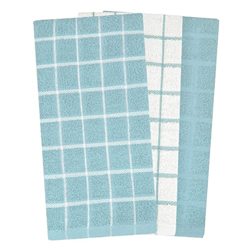 Decorrack 4 Large Kitchen Towels, 100% Cotton, 15 x 25 Inches, Absorbent Dish Drying Cloth, Perfect for Kitchen, Solid Color Hand Towels, Turquoise