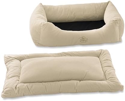 Pet Dreams- 2-in-1 Plush Crate Bumper Dog Bed & Pad Set- Ivory Cream- X-Large