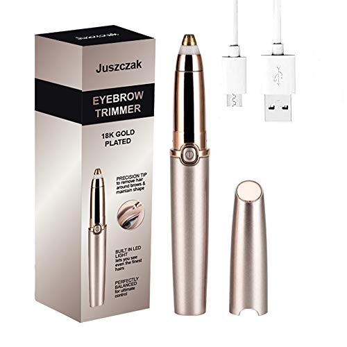 Rechargeable Eyebrow Hair Remover Eyebrow Trimmer For Women, Painless Electric Eyebrow Razor for Face Nose Lips Ear Hair Trimmer Portable Facial hair Removal Epilator with led Light for Women Men Tool