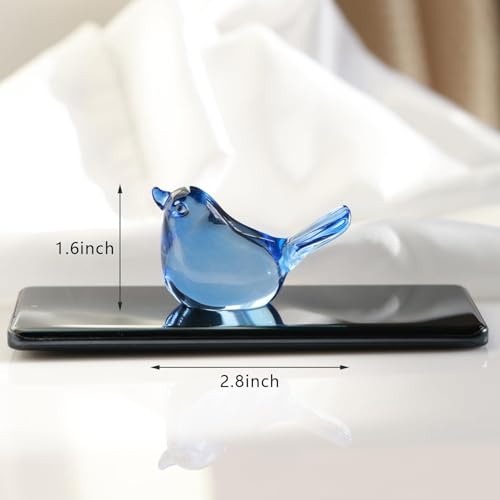 2 Figuras de cristal pájaro color azul oscuro miniatura 4