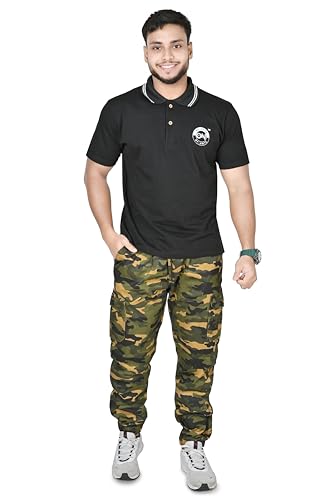 Image of Men's Premium Cargo Pants | Regular Fit Multi Pocket Premium Military Printed Cotton Casual Cargo Joggers Pants for Men |