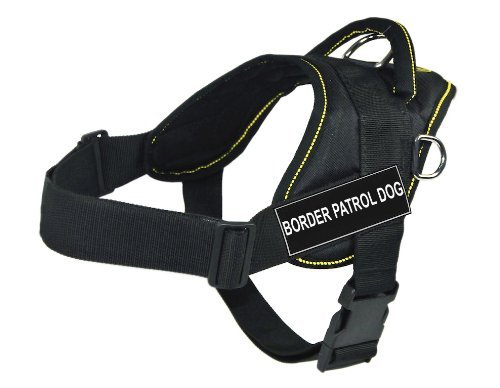 Dean & TylerDT Fun Works Harness, Border Patrol Dog, Black With Yellow Trim, XX-Small - Fits Girth Size: 18-Inch to 22-Inch