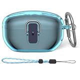 Secure Lock Clear Case for Sony WF-1000XM5(2023), WOFRO TPU Super Protective Hard Shell Shockproof for Sony WF-1000XM5 Case Cover for Sony XM5 with Lanyard & Keychain (Clear Blue)