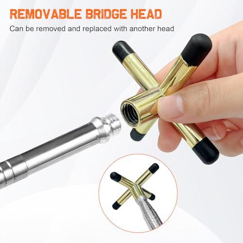 PCKOBEVER Billards Cue Stick Bridge,Retractable Snooker Cue Stick Bridge With Brass Bridge Head,Snooker Pool Rest Stick Pool Cue Holder Billiard Cue Accessories (Gold Bridge + One Brass Head) - Image 3