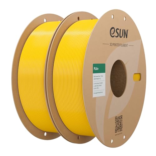 Image of eSUN PLA+ Filament 1.75mm, 3D Printer Filament PLA Plus, Dimensional Accuracy + /- 0.03mm, 1KG per Spool, 2 Spools 3D Printing Filament, Yellow
