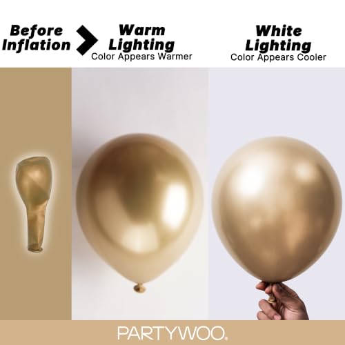 Image of PartyWoo Metallic Gold Balloons 140pcs Different Sizes of 18 12 10 5 Inch Chrome Gold Balloon Arch Kit Garland for Birthday Graduation Baby Shower Wedding Bachelorette Party Decorations Gold-G127