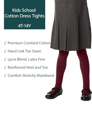 Image of COTTON DAY Kids Girls School Dress Cotton Tights Black White Navy Blue Burgundy