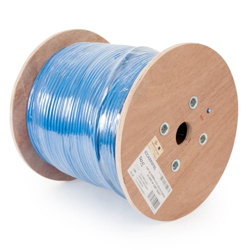 ICC Cat6A CMR Riser Ethernet Cable, 1000ft, FTP 23AWG Solid Copper, Blue