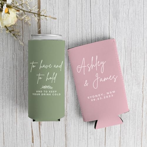Image of Custom Wedding Can Coolers, Customized Wedding Favors for Guests Bulk(Slim)