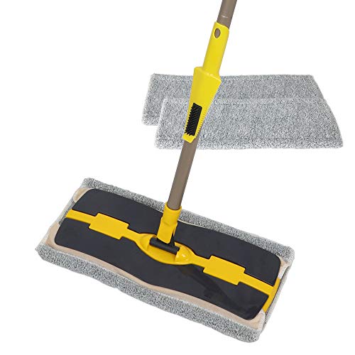 YOCADA Microfiber Flat Mop Extended Adjustable Handle 1 Extra Replacement Pads&Heads 1 Dirt