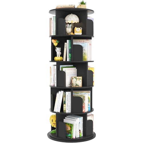 iSunirm Libreria Girevole,Scaffale Per Libreria Da Terra A 5 Livelli,Scaffale Portaoggetti per Bambini e Adulti,Stretto...