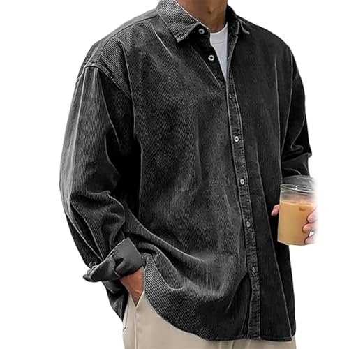 Pacificozy Men's Shirts, Stylish Corduroy Urban Casual Daily Long-Sleeved Shirt, Loose Solid Lapel Thick Jacket4