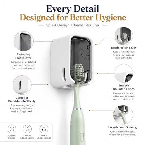 Image of Signamio 4 Pcs Set of Tooth Brush Holder Bathroom, Self Adhesive Toothbrush Holder Wall Mount, Bathroom Organizer & Brush Holder for Bathroom, Toothbrush Holders for Bathroom Wall, Toothbrush Stand