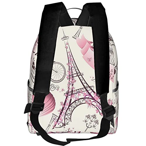 Sac à dos Paris Tour Eiffel imprimé fleurs noir élégant