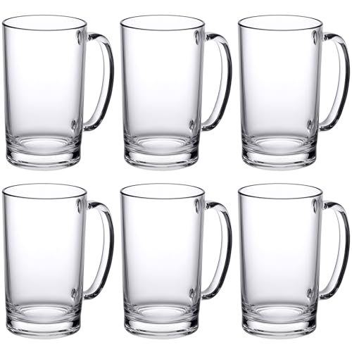 Amazing Abby - Roxy - 20-Ounce Plastic Beer Glasses (Set of 6), Beer Mugs, Reusable Cups, BPA-Free, Shatter-Proof, Dishwasher-Safe, Perfect for Poolside, Outdoors, Camping, and More